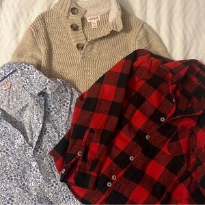 Cozy Beige Sweater and Button Up Shirt Set